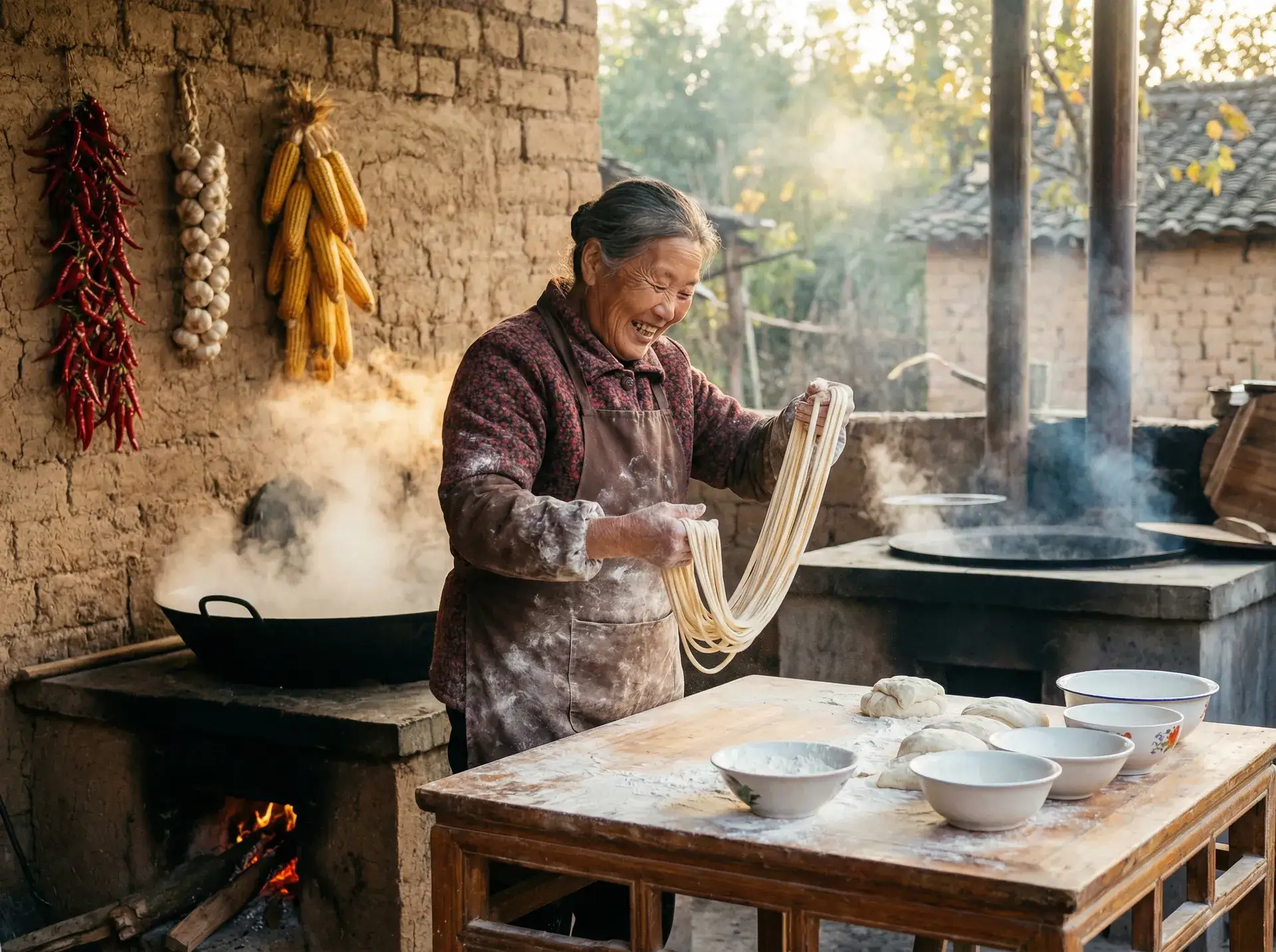 农家大嫂手擀面 - 清蒸玉足 乡村美食